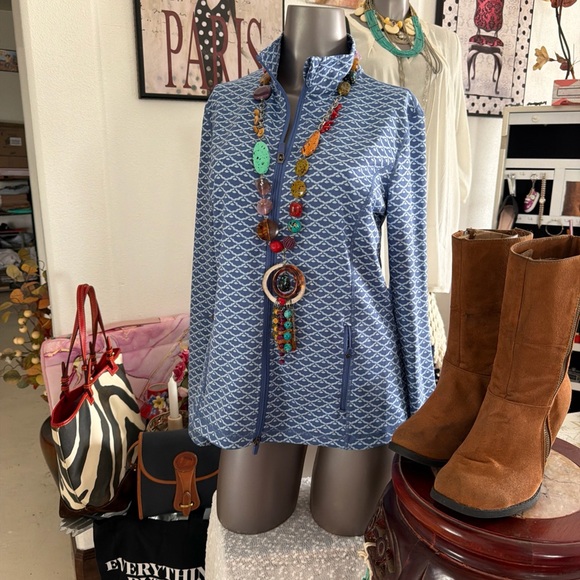 jane mclaughlin Jackets & Blazers - lululemon athletica Blue Geometric Zip Jacket